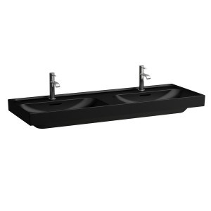 Meda lavabo double mural ou à poser sur meuble noir mat 1300x460x80 mm - LAUFEN H8141127161081 