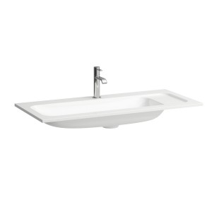 Meda lavabo slim en marbond à poser sur meuble blc mat 980x450x132 - LAUFEN H8141187571111 