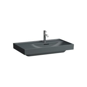 Meda lavabo mural ou à poser sur meuble tablette à gche graphite mat 800x460x80 - LAUFEN H8171157581041 