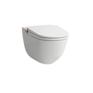 Riva wc lavant avec abattant céramique blanc mat, bouton rose gold brossé - LAUFEN H8206917640001 