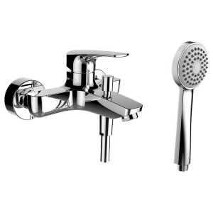 Laurin mitigeur bain mural avec inverseur avec garniture de douche chromé - LAUFEN HF500760100600 