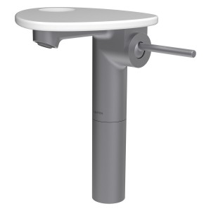 Ada mit lav réhaussé tablette percée bec 110 mm ss vidage pvd inox/blanc mat - LAUFEN HF506714502000 