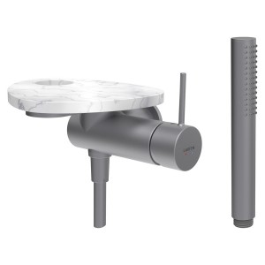 Ada mit de d à enc avec simibox 1-point tablette percée pvd inox/marbre blanc - LAUFEN HF506755505000 