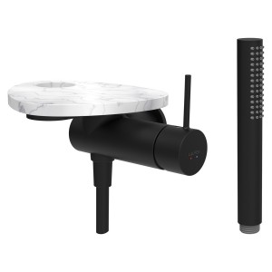 Ada mit de d à enc avec simibox 1-point tablette percée pvd noir/marbre blanc - LAUFEN HF506755515000 