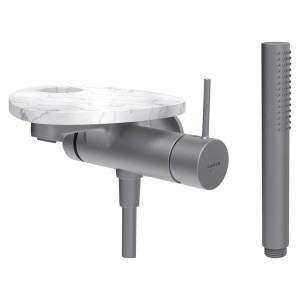 Ada mit b à enc tablette percée bec 170 mm pvd inox/marbre blanc - LAUFEN HF506765505000 