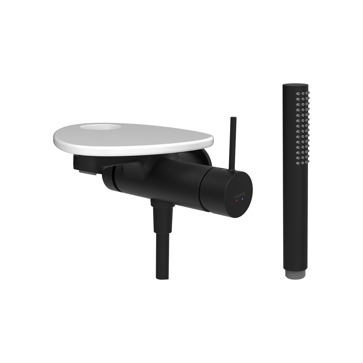 Ada mit b à enc tablette percée bec 170 mm pvd noir/blanc brillant - LAUFEN HF506765511000 