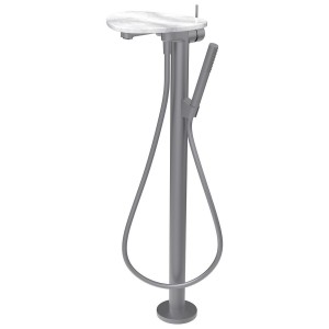 Ada mitigeur de bain sur colonne tablette npbec 203 mm pvd inox/marbre blanc - LAUFEN HF506781505060 
