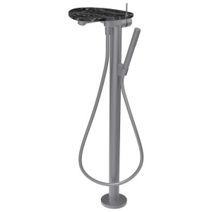 Ada mit b sur colonne tablette percée bec 203 mm pvd inox/marbre noir - LAUFEN HF506781506000 