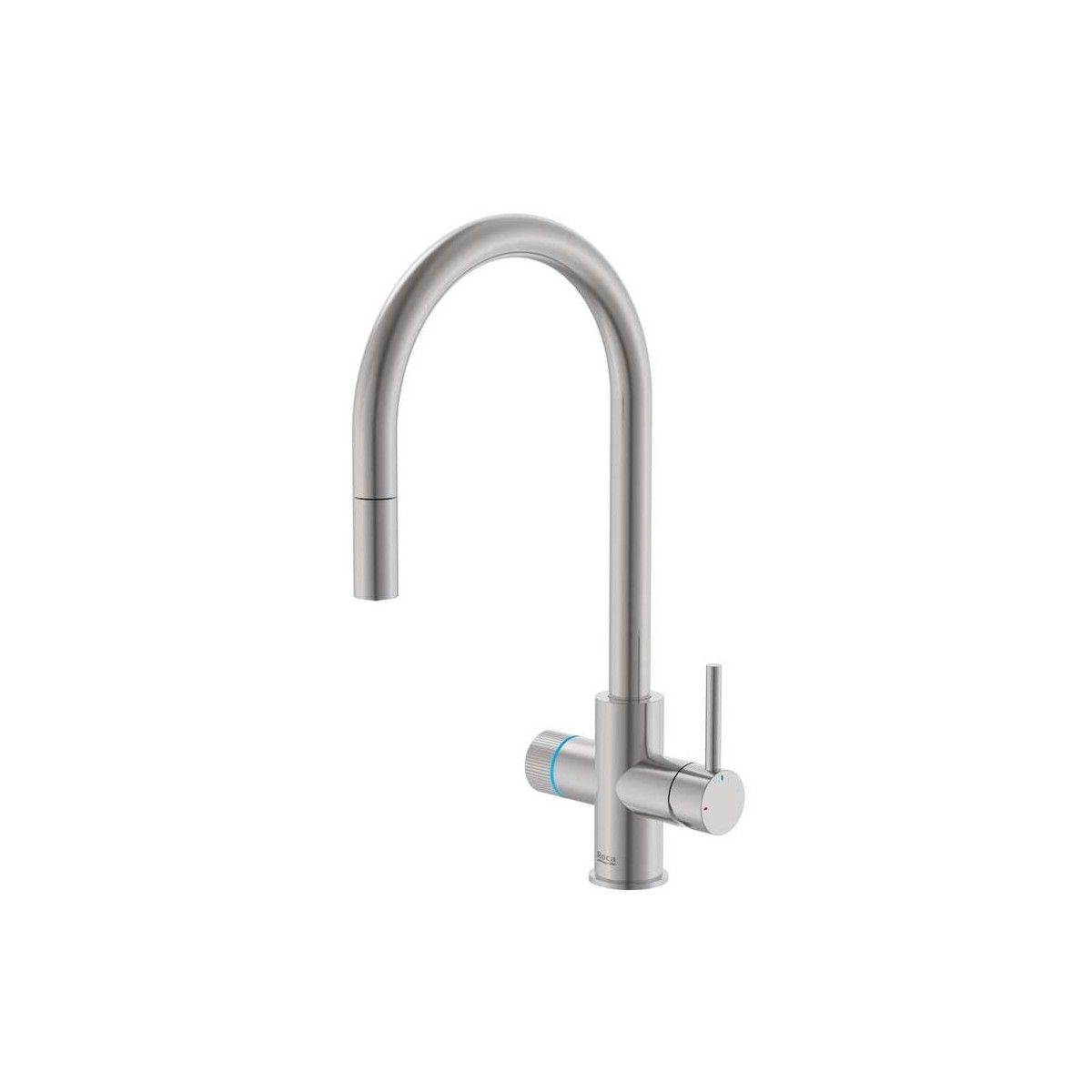 Aquafy mitigeur évier à bec tube à double sortie acier inox - ROCA A5A8D3GSM0 