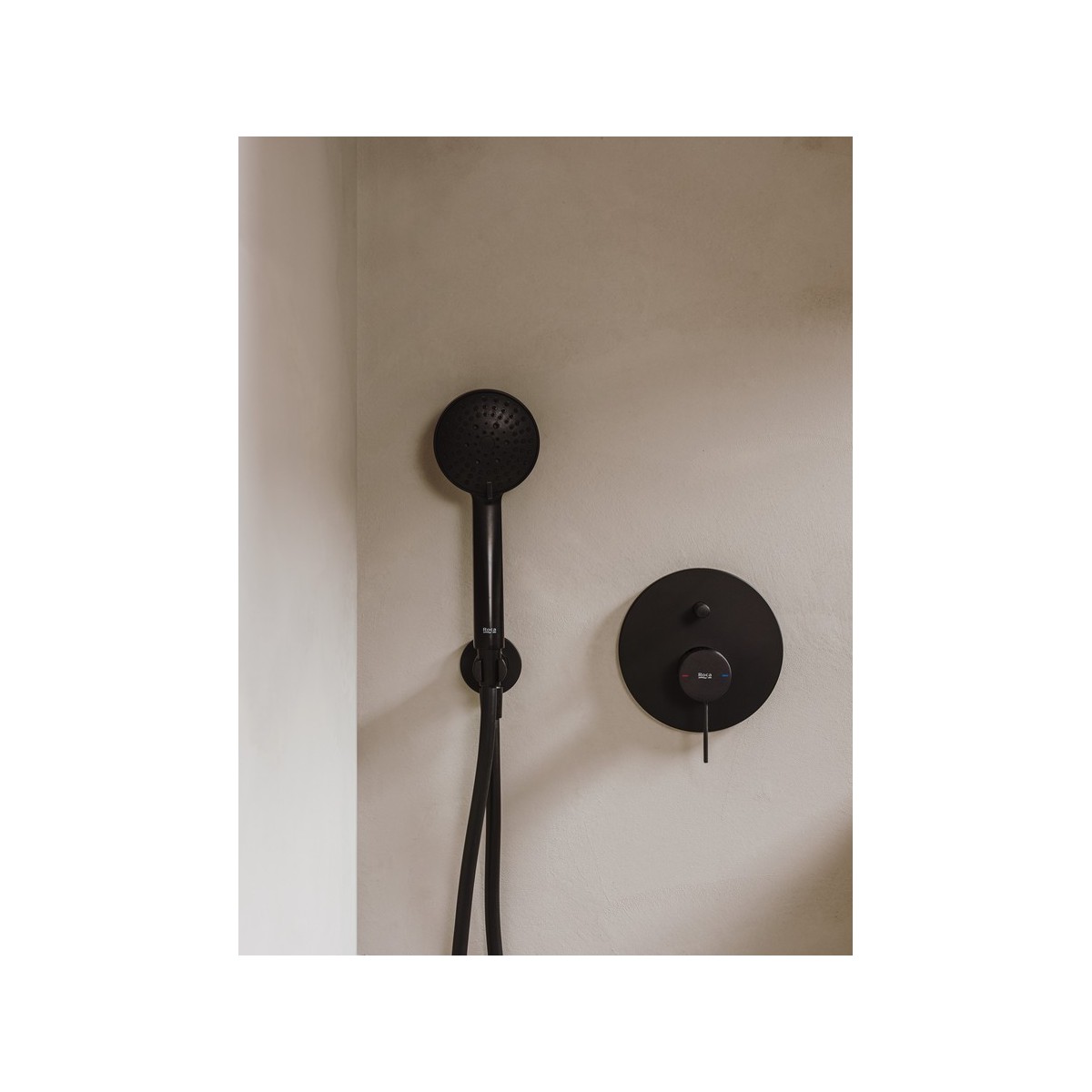 Prise D'Eau+Support Douchette+Rosace Titanium Black - ROCA A5B5250CN0 