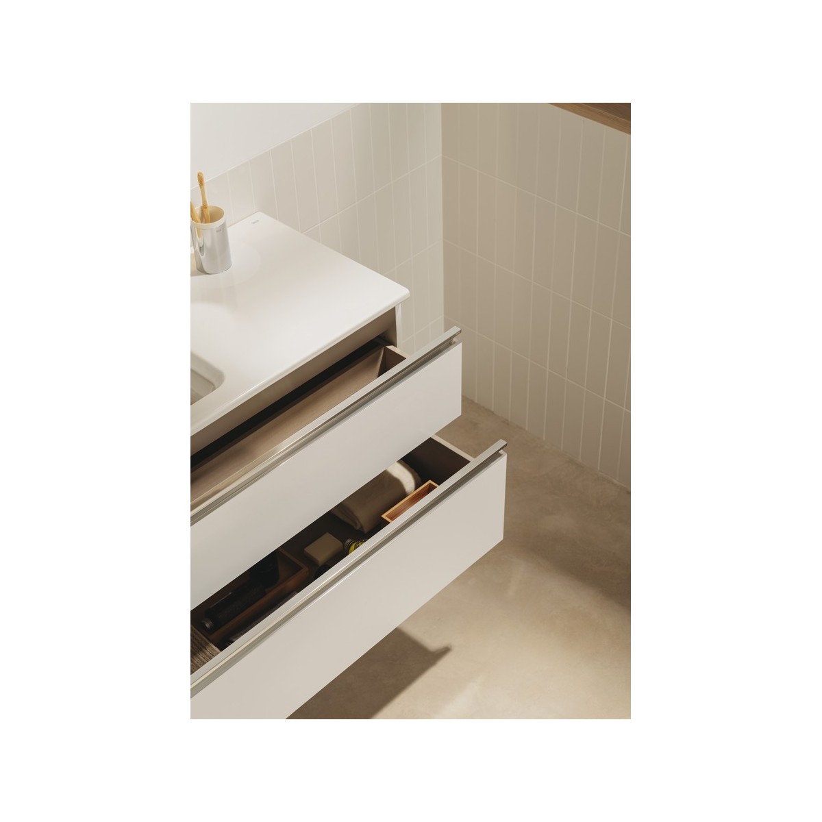 The gap unik meuble 2 tiroirs + lavabo slim 800mm blanc brillant - ROCA A851497806 
