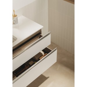 The gap unik meuble 2 tiroirs + lavabo slim 800mm blanc brillant - ROCA A851497806 