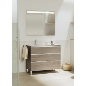 The Gap Pack 3T Lavabo À Droite (Unik+Miroir) 1000Mm Blanc Mat/Poignées Noires - ROCA A851523509 