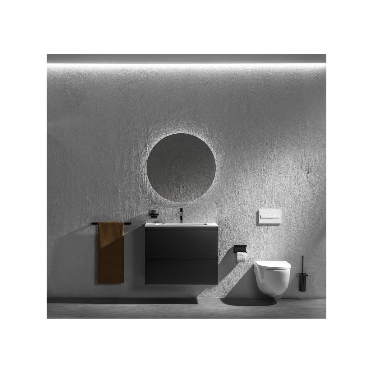 Tenue unik 2 tiroirs 800mm noir mat - ROCA A851934532 