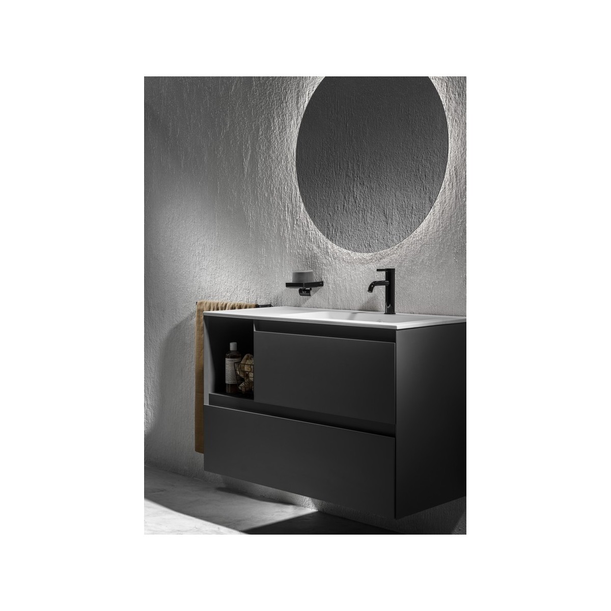 Tenue unik 2 tiroirs lavabo asymétrique droite 1000mm blanc mat - ROCA A851938529 