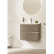 The gap unik 2 tiroirs lavabo mural 600 mm noyer/poignées noires - ROCA A851963517 