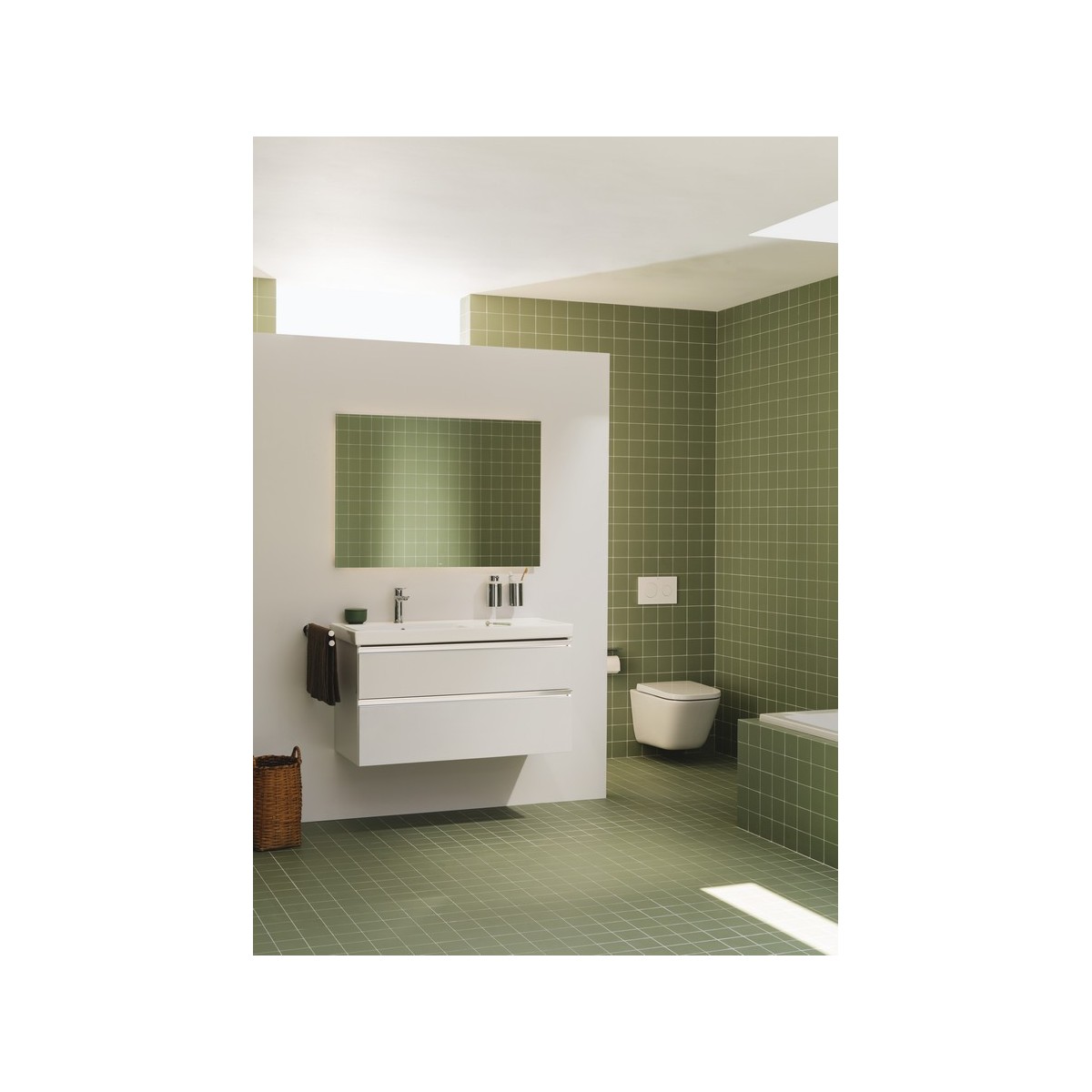 The gap unik 2 tiroirs lavabo asym dte 1000 mm blanc mat/poignées noires - ROCA A851967509 