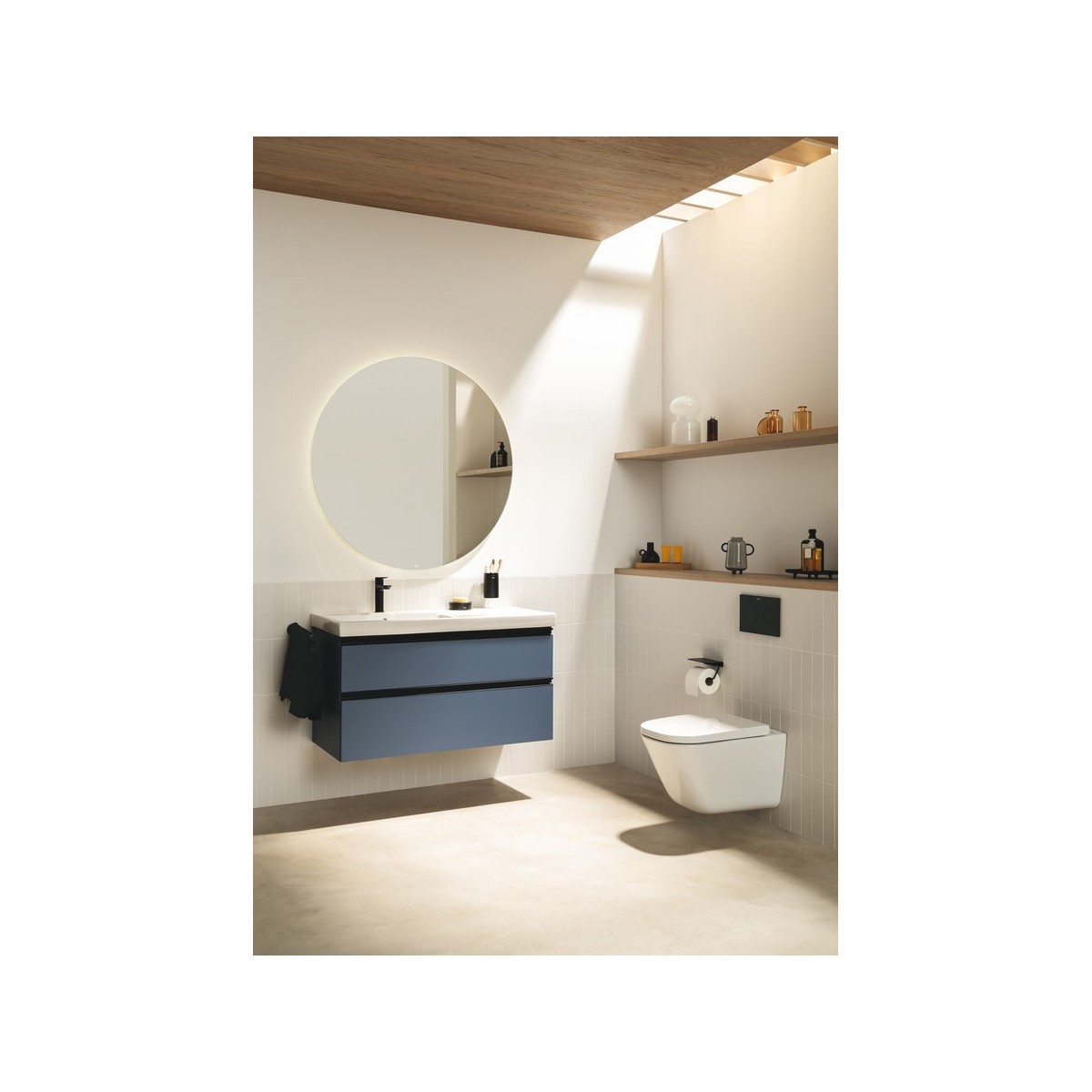 The gap pack 2t lavabo mural droite 1000mm bleu mat/ poignées noires - ROCA A851978548 