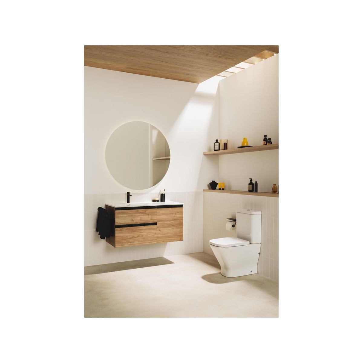 The gap pack 2t lavabo mural droite 1000 blanc brillant/poignées alu brillantes - ROCA A851978806 