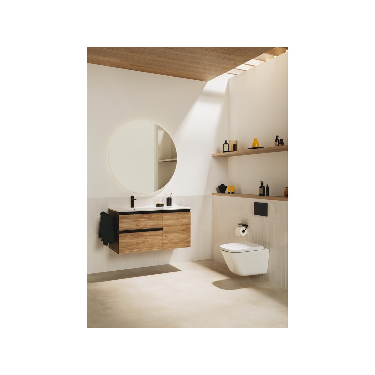 The gap unik 2t+1p lavabo asym droite slim 1000 blanc br/poignées alu brillantes - ROCA A851997806 