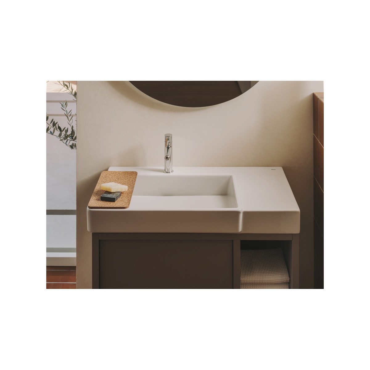 Tura unik 2t 2 niches lat lavabo asymétrique g 800 gris clair mat - ROCA A852028559 
