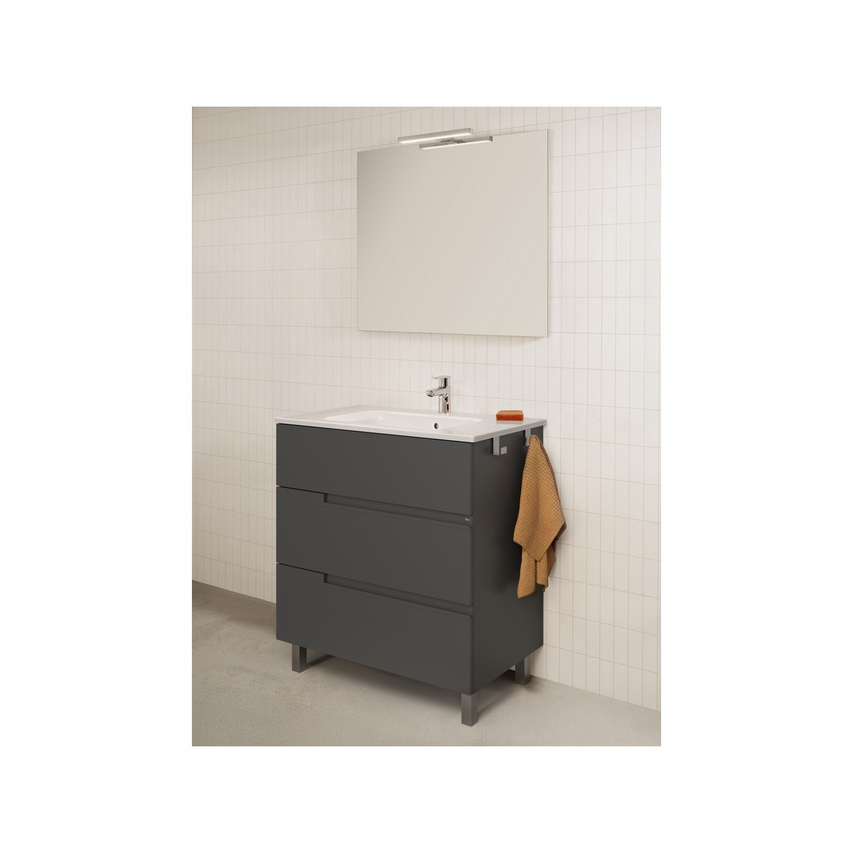 Victoria-n pack (meuble+lavabo+miroir+applique) 3 tiroirs 800 mm onyx - ROCA A852112531 