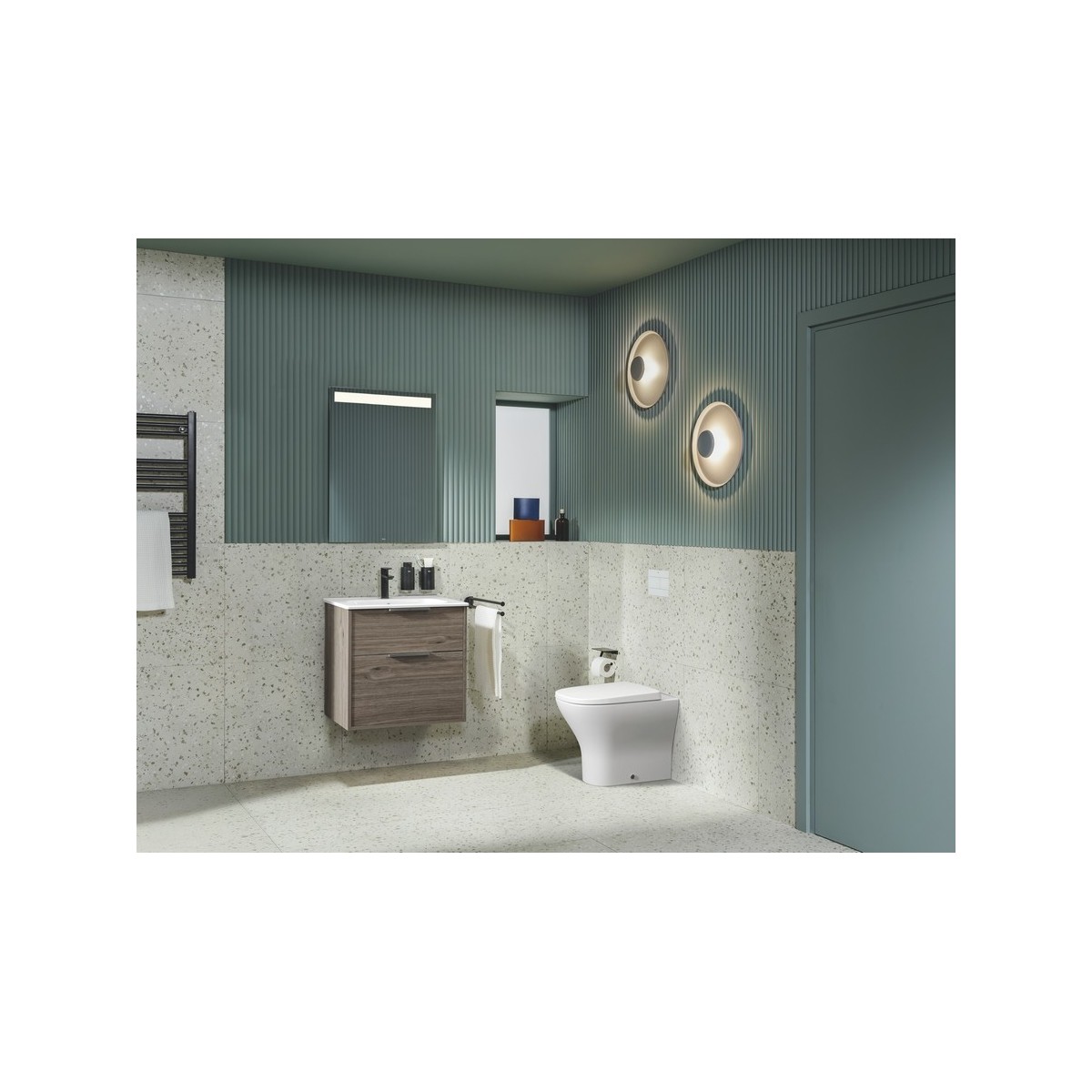 Optica unik 2 tiroirs et lavabo porcelaine 600 mm chêne foncé - ROCA A852451537 