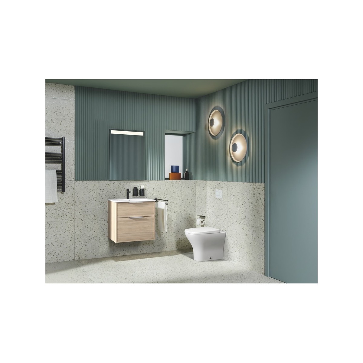 Optica unik 2 tiroirs et lavabo porcelaine 600 mm frêne clair - ROCA A852451541 