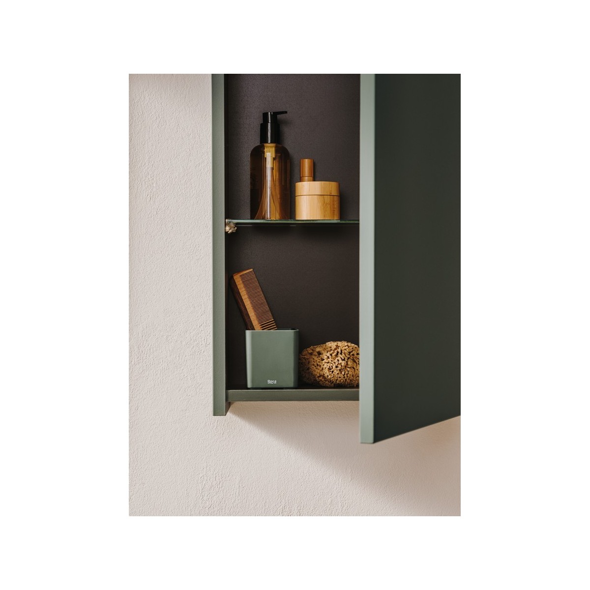 Colonne salle de bains retournable 1 porte 2 étagères Delta Colonne 35cm Vert Mat - Roca A857637513 
