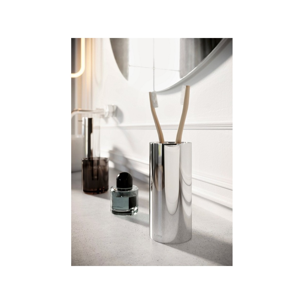 Hali porte-brosse à dent à poser chromé chromé 71x71x156 mm - LAUFEN H3821700040001 