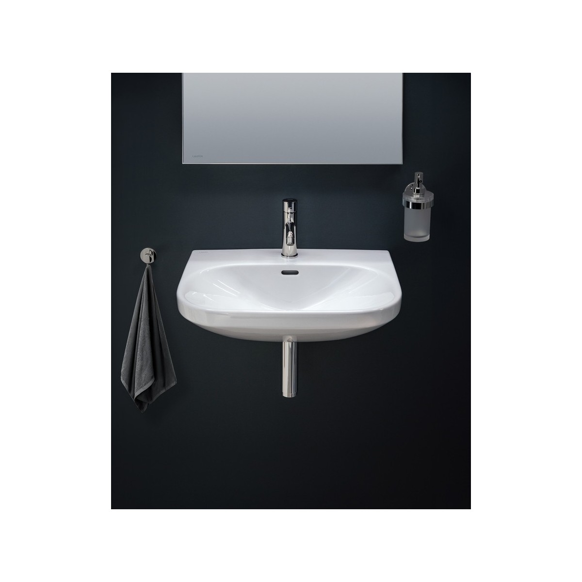 Cana porte-savon liquide à coller en verre et chromé chromé 76x136x165 mm - LAUFEN H3831320040001 