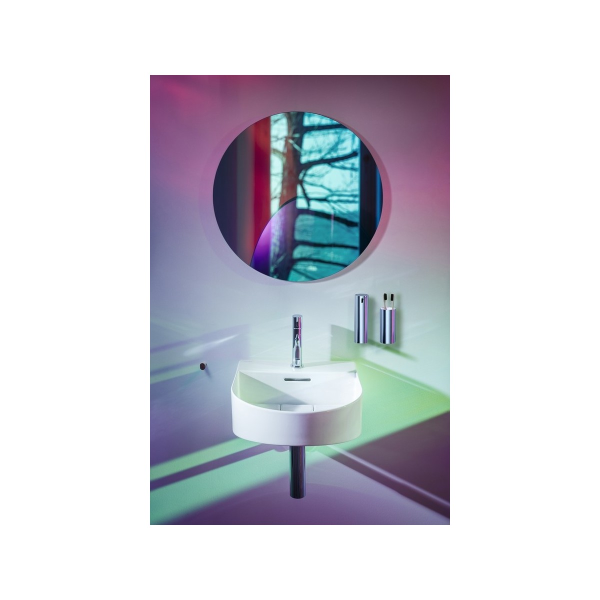 Hali distributeur de savon mural chromé chromé 62x106x217 mm - LAUFEN H3831720040001 