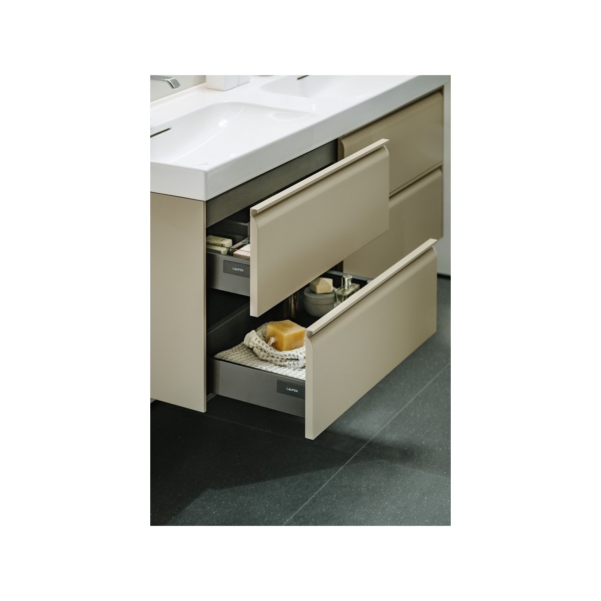 Meda lavabo double mural ou à poser sur meuble blanc mat 1300x460x80 mm - LAUFEN H8141127571041 