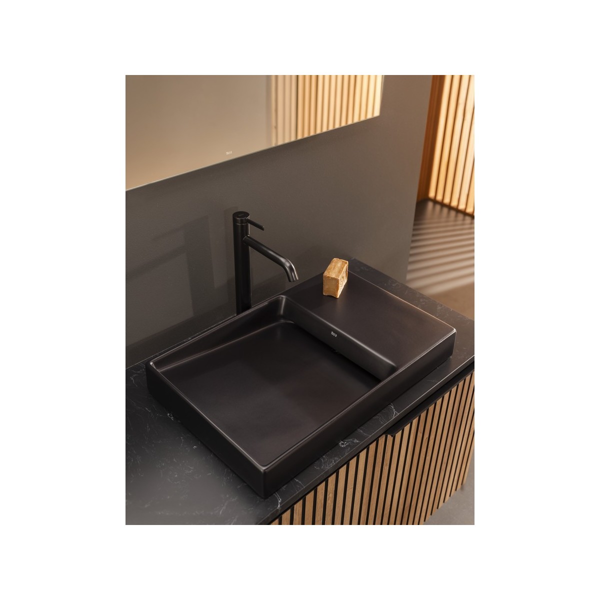 Horizon unik meuble 1t 900+plan noir+vasque dash noire mate - ROCA A851955553 