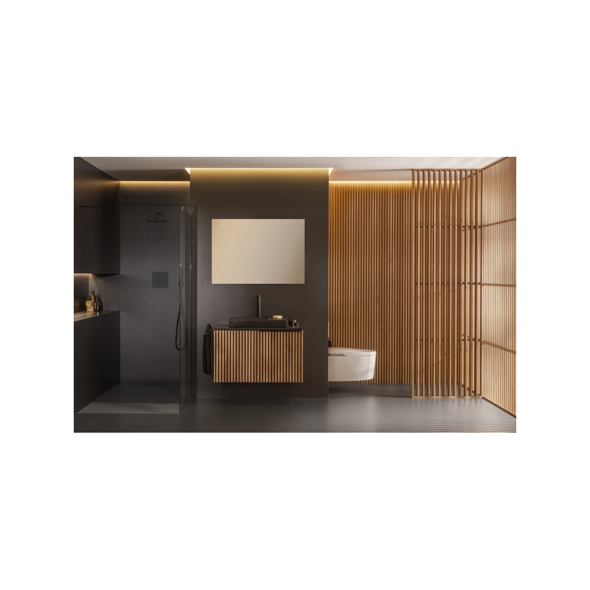 Horizon unik meuble 1t 900+plan noir+vasque dash noire mate - ROCA A851955553 