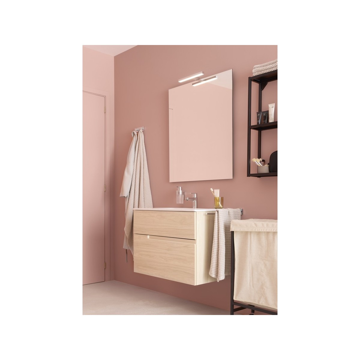 Victoria-n pack (meuble+lavabo+miroir+applique) 2 tiroirs 1000 mm frêne clair - ROCA A852108541 