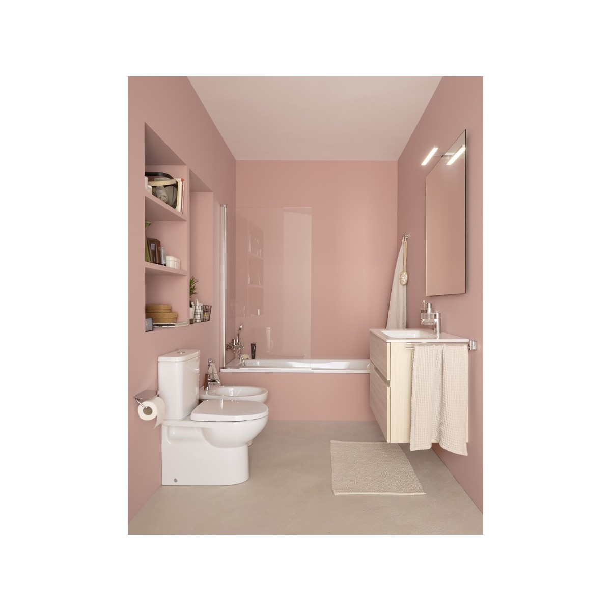 Victoria-n pack (meuble+lavabo+miroir+applique) 2 tiroirs 1000 mm frêne clair - ROCA A852108541 