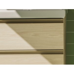 The gap unik 2 tiroirs lavabo mural 600 mm frêne nordic/poignées nickel mat - ROCA A851963434 