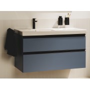 The gap unik 2 tiroirs lavabo asym gche 1000 mm bleu mat/ poignées noires - ROCA A851966548 