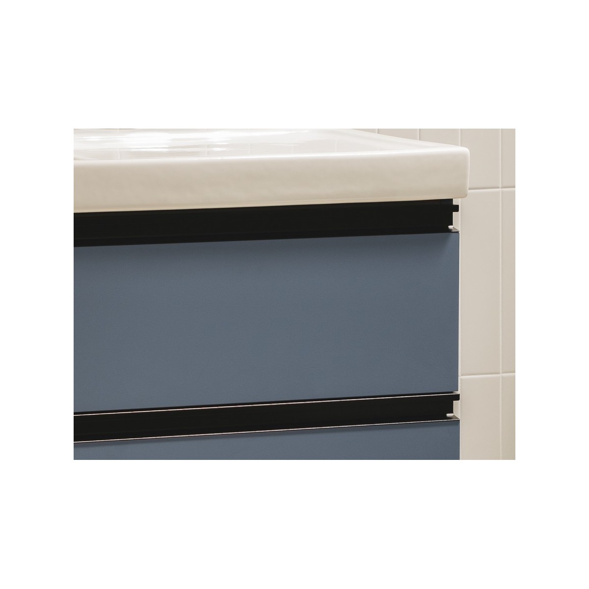 The gap unik 2 tiroirs lavabo asym gche 1000 mm bleu mat/ poignées noires - ROCA A851966548 