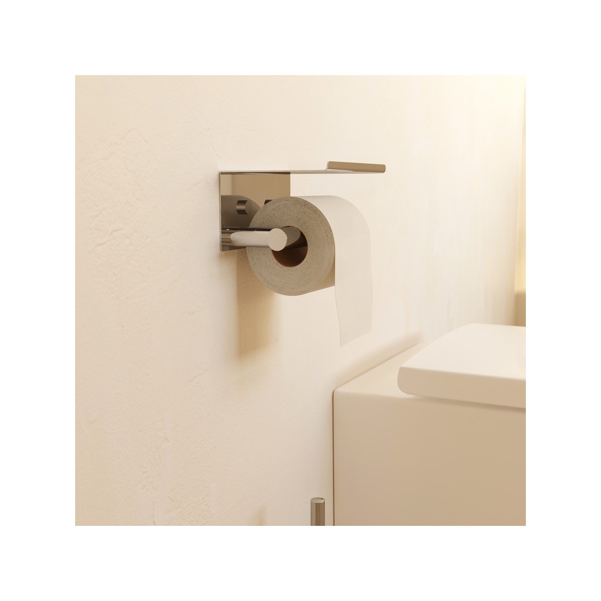 Niara porte-papier toilette avec couvercle chromé 159x112x88 mm - LAUFEN H3840620040031 
