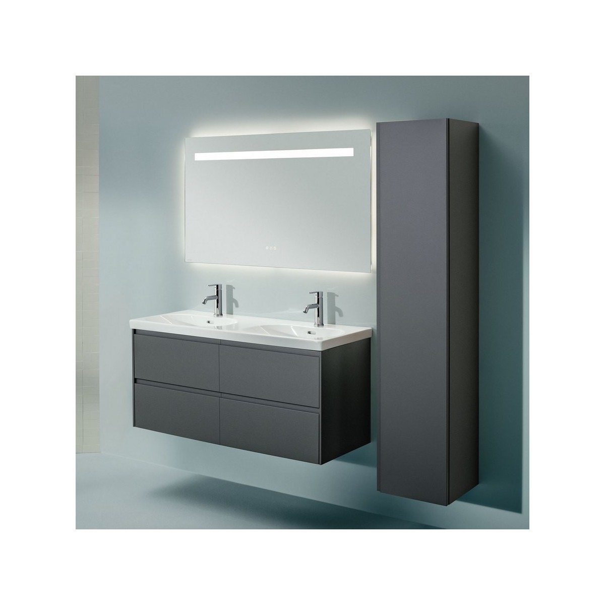 Lani armoire haute 1 porte charnières à gauche 355x335x1650mm gris traffic - LAUFEN H4037211122661 