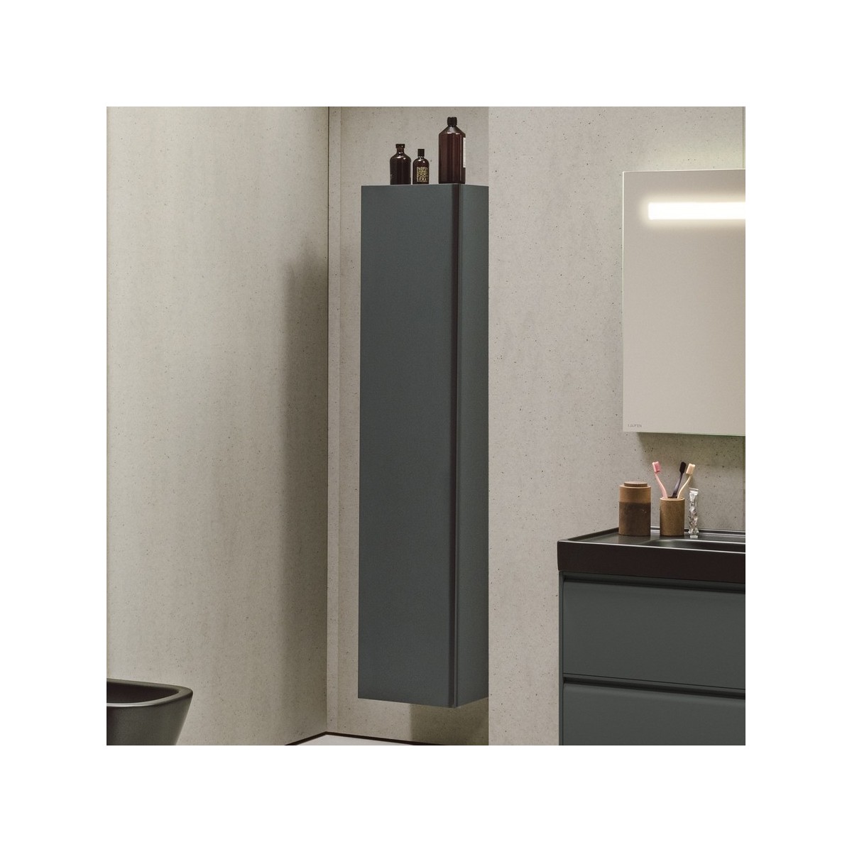 Meda armoire haute 1650 1 porte charnières à gauche cappuccino 355x335x1650 mm - LAUFEN H4216510114651 