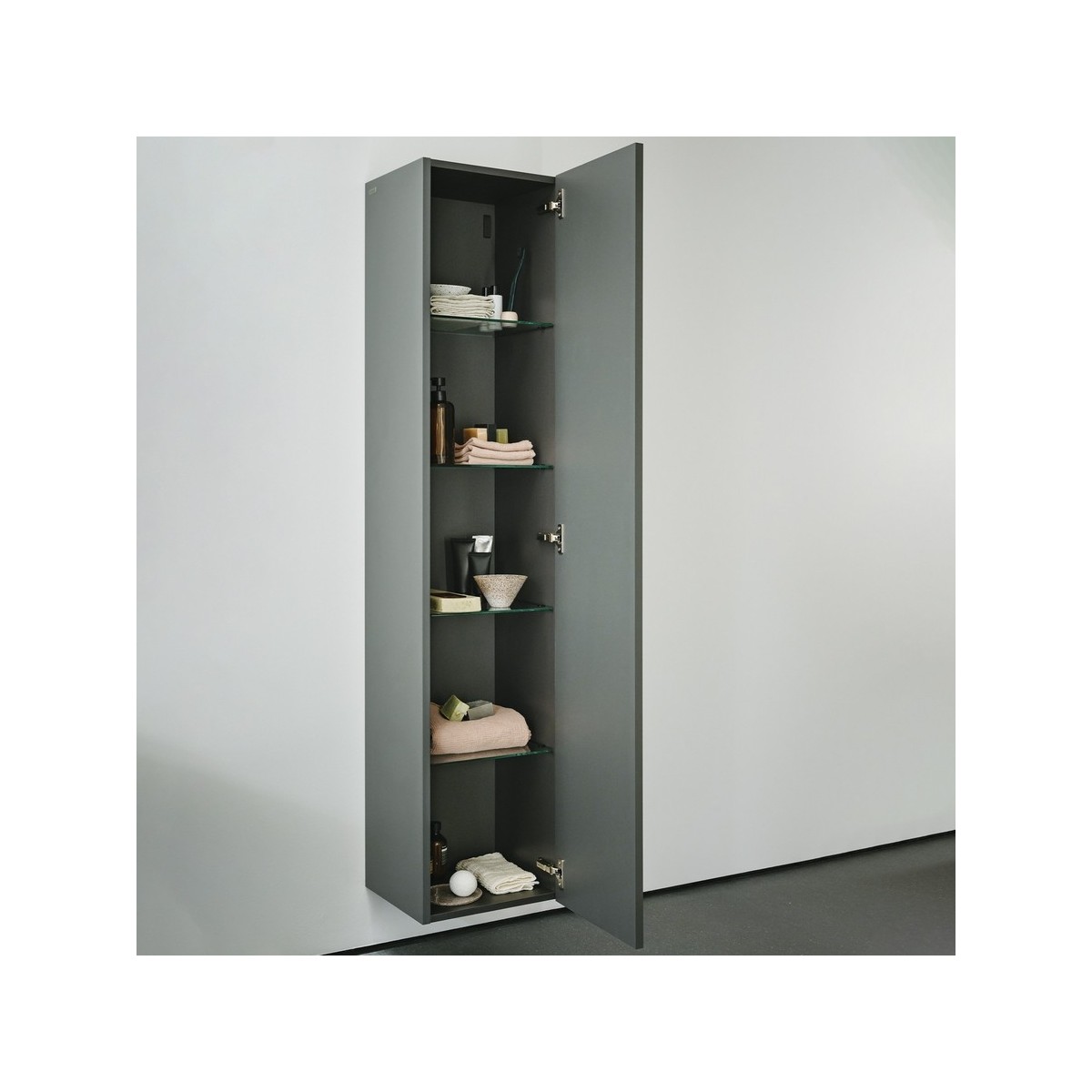 Meda armoire haute 1650 1 porte charnières à droite gris traffic 355x335x1650 mm - LAUFEN H4216520112661 