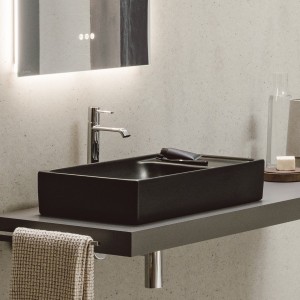 Meda vasque à poser avec plage de robinetterie à gauche blanc 600x350x120 mm - LAUFEN H8121130001121 