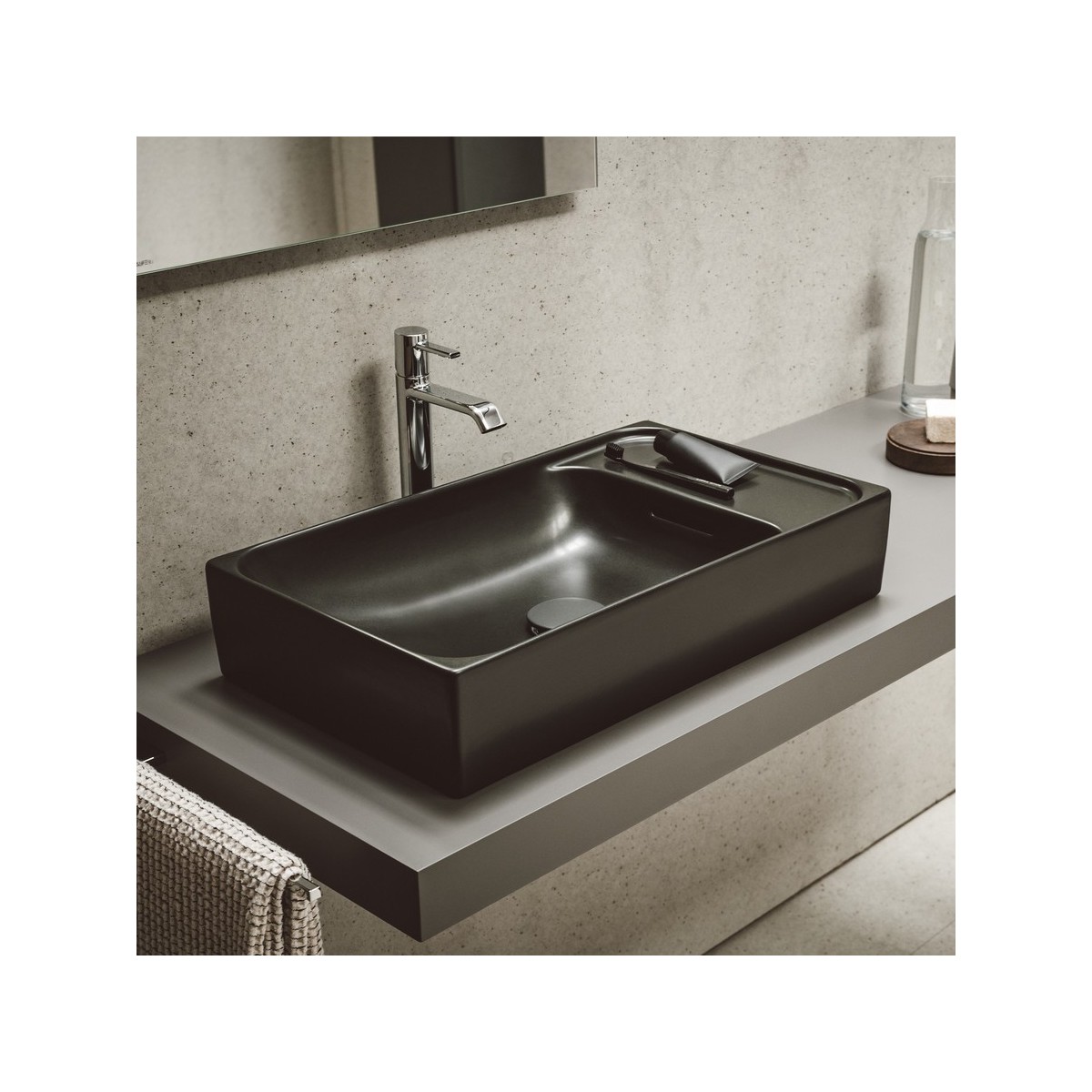 Meda vasque à poser avec plage de robinetterie à gauche blanc lcc 600x350x120 mm - LAUFEN H8121134001091 