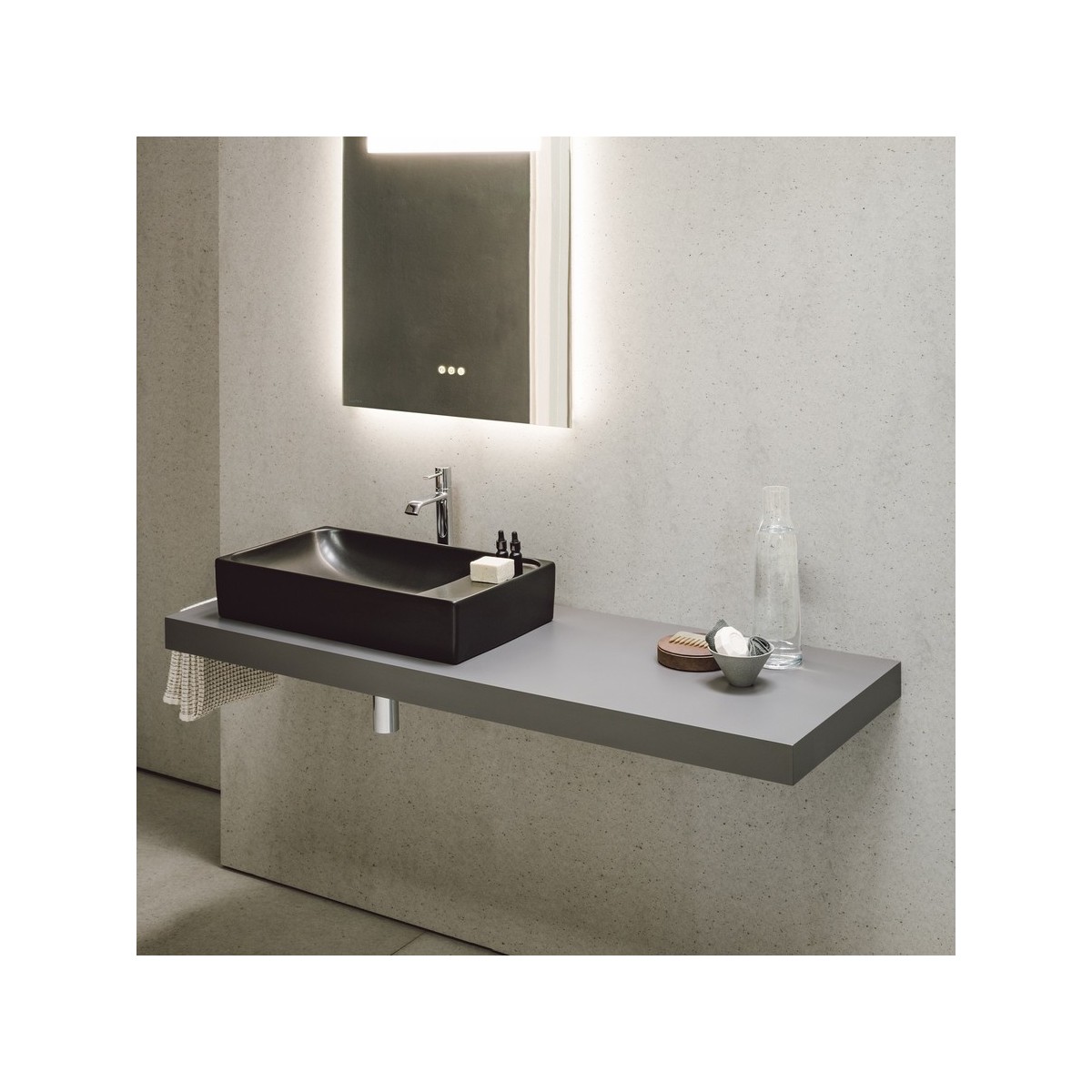 Meda vasque à poser avec plage de robinetterie à gauche blanc mat 600x350x120 mm - LAUFEN H8121137571091 