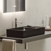 Meda vasque à poser avec plage de robinetterie à gauche blanc mat 600x350x120 mm - LAUFEN H8121137571121 