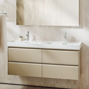 Meda lavabo double mural ou à poser sur meuble blanc 1300x460x80 mm - LAUFEN H8141120001041 