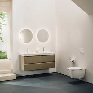 Meda lavabo double mural ou à poser sur meuble blanc 1300x460x80 mm - LAUFEN H8141120001041 